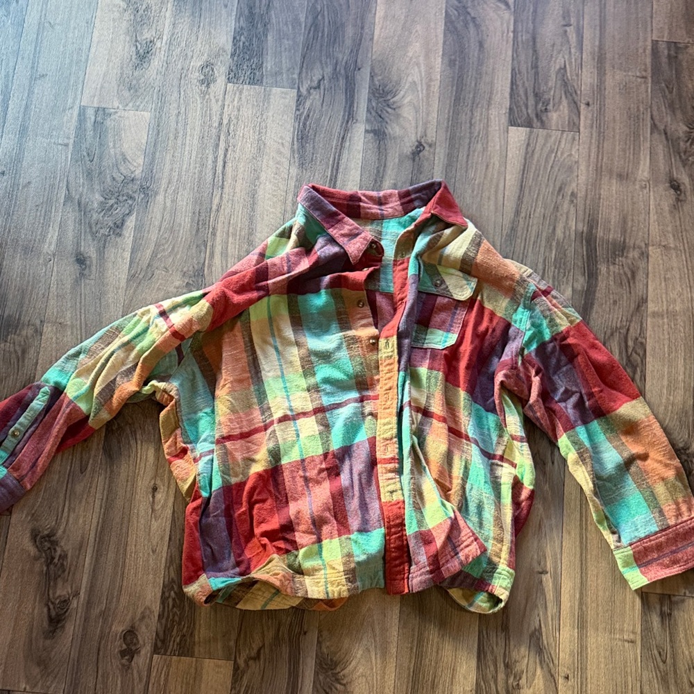 BDG Multicolor Plaid Button-Down Shirt - Red, Green, Yellow